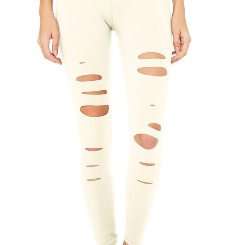 NWOT Alo Yoga High Waist Ripped Warrior Leggings